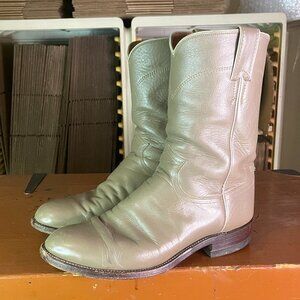 JUSTIN Men's Size 8 E Vintage Taupe Leather Ropers Cowboy Western Boots 3033